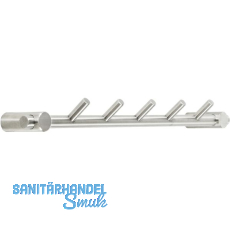 Garderobenleiste Coat mit 5 schrgen Haken, Breite 320 mm, Edelstahl gebrstet