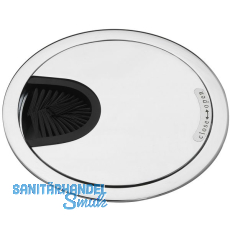 Kabeldurchgang rund, mit Staubschutzbrste, Zamak verchromt poliert