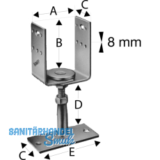 SIMPSON Stützenfuss PVDB 120G-B höhenverstellbar feuerverzinkt mit Zulassung SIMPSON Stützenfuss PVDB 120G-B höhenverstellbar feuerverzinkt mit Zulassung