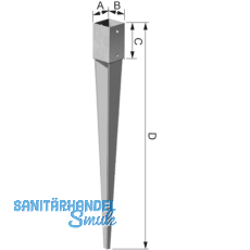SIMPSON Einschlagbodenhülse 70x 70x750 SIMPSON Einschlagbodenhülse 70x 70x750
