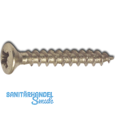 Spanplattenschraube Linsensenkkopf 3.0x 25 Vollgewinde Pozidriv 1 vermessingt