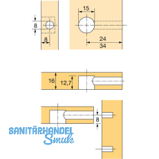 HETTICH RASTEX 15 Exzenter ohne Abdeckrand, Bohr 15, Plattenst. 19