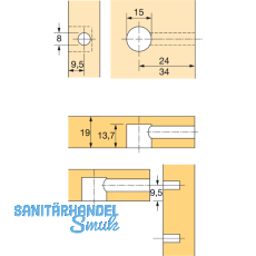 HETTICH RASTEX 15 Exzenter mit Abdeckrand, Bohr 15, Plattenst. 19