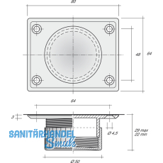 Mbelgleiter verstellbar-Anschraubplatte  50 mm, Kunststoff schwarz