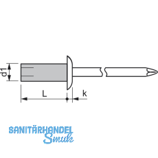 Spreizniete Flachrundkopf 4.8x20 Aluminium mit Stahldorn