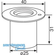 Bodenbuchse verstellbar, 05.194, Messing verzinkt