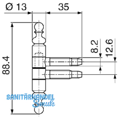 Einbohrband mit Zierkopf, 13 mm, Stahl bronze patiniert