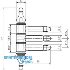 Einbohr Zierband 3-TLG 13 wei RAL9010