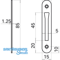 Schlieblech zu Einstemmzunge, eckig, 85 x 15 x 1,25 mm, Stahl verzinkt