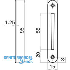 Schlieblech zu Einstemmzunge, abgerundet, 95 x 15 x 1,25 mm, Stahl verzinkt