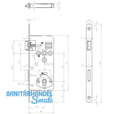 DORMAKABA Einstemmschloss ergo WC, DM 50, Stahl verzinkt silberfrbig
