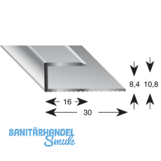 Gleitabschlussprofil U Alu silber eloxiert 8/2700 mm Gleitabschlussprofil U Alu silber eloxiert 8/2700 mm
