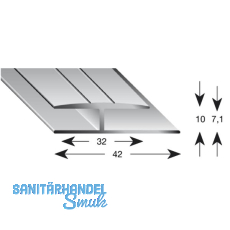 Gleitabschlussprofil H Alu silber eloxiert 7/2700 mm