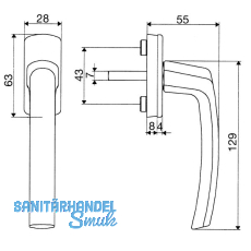 MACO Fenstergriff HARMONY - verdeckt geschr., Nocken 12, VK 7x32, wei