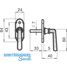GRUNDMANN Fenstergriff ALT-WIEN 904 - sichtbar geschraubt, 7x33, verchromt