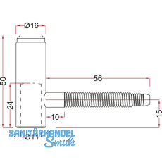 Trnussbandoberteil,  16 mm Bandhhe: 50 mm, Bolzen 56 mm, Stahl verzinkt