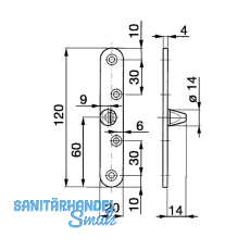 Trblattsicherung-Flgelteil, 120 x 20 x 4 mm rund, Stahl verzinkt silberfrbig