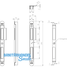 Schlieblech verstellbar SB.VAR.ST zum Einfrsen, links, Zamak Edelstahl-Effekt