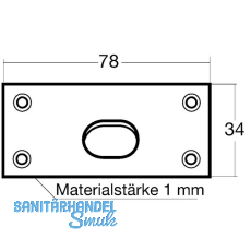 Riegelschlieblech mit gefedertem Verschluss, 78 x 34 mm, Messing blank