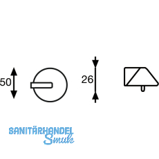 Bodentrpuffer - Bodenpl. 50 mm, Anschlagh. 26 mm, Messing verchromt matt