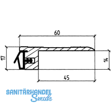 Anschlag- Bodenschiene mit Dichtung, 930 mm, Aluminium/Dichtung beige