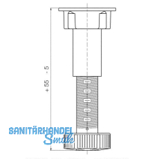 Absttzfu fr Mittelsteg, H verstellbar 150-170, Kunststoff schwarz