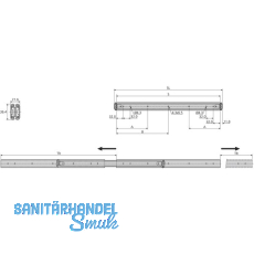 ACCURIDE 3630 Kugelkfigfhrung - berauszug, 45 kg, Schienenlnge 500 mm