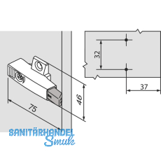 BLUM BLUMOTION 971-in Kreuzadapterplatte, Bauhhe 33, Zink vern.