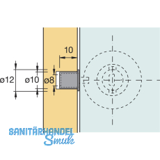 HETTICH PRESTIGE 2000 Anschlaghlse fr Zyl.-Glastrschloss