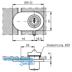 HEKNA 512 Anschlagplatte, Zamak verchromt poliert