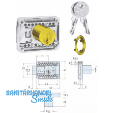 JuNie 2828 Zylinder-Kastenschloss Sperre BN 0101, Zylinder Messing poliert