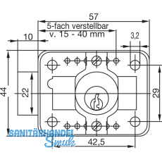 BURG WCHTER MZ 23 Zyl.-Kastenschloss Sperre Z 1, Lnge 25 mm, Messing vern.