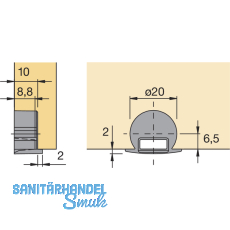 HETTICH PRESTIGE 2000 Anschlagwinkel Wing, zum Einlassen, 79738