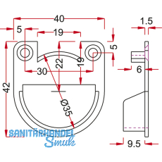 Aufhngesen zum Einbohren, Bohr 35, Bohrtiefe 9, Kunststoff braun