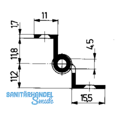 Stil-Mbelband Krpfung D 7,5 mm, links, 50x33 mm, Messing brniert