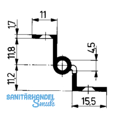 Mbelband Krpfung D, links, 50x33 mm, Messing brniert