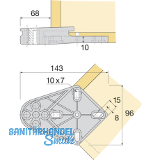 HETTICH SYSTEMA TOP 2000 Ausleger 45 mit Kantenschutz, schwarz
