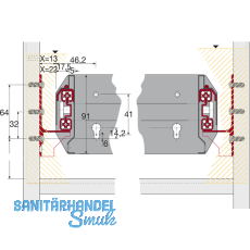 HETTICH SYSTEMA TOP 2000 Quadro Duplex 60, Schranktiefe 400 mm, Ma X = 13 mm