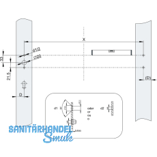 Druckstange BKS fr EN 1125, 808 mm, silber eloxiert, B 74410-01-0-1