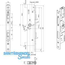 Fluchttrtreibriegel BKS 18900 automatisch, DM 34, U-Stulp, Edelstahl
