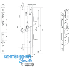 Fluchttrtreibriegel BKS 18900 automatisch, DM 40, Flachstulp eckig, Edelstahl