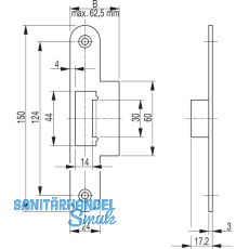 Lappenschlieblech f. MFV Secury, B = 62,5 mm, Edelstahl
