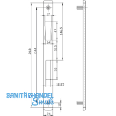 Schlieblech BKS B 9000 1046, 270 x 24 mm, Stulp flach eckig, Edelstahl