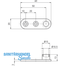 Stangenfhrungsplatte BMH 1144 f. Rundstange  10 mm, Stahl verzinkt
