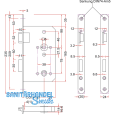 Einstemmschloss BMH Meisterstck WC, rechts, DM 65, rund, Edelstahl