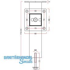 Barkonsole Capri Holz gerade 50 x 50 mm, Hhe 230 mm, Aluminium Edelstahl Effekt