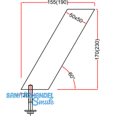 Barkonsole Capri schrg 50 x 50 mm, Hhe 230 mm, Aluminium Edelstahl Effekt
