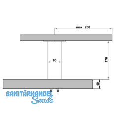 Barkonsole Korfu gerade, Hhe 170 mm, Edelstahl gebrstet