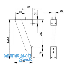 Barkonsole RAB schrg 50 x 10 mm, Hhe 322,5 mm, Tiefe 154 mm,Aluminium eloxiert