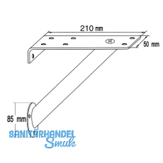 Barkonsole RAK schrg  30 mm, Hhe 220 mm, Tiefe 210 mm, Stahl alufarbig
